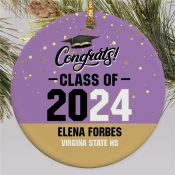 Personalized Cap over Congrats Round Ornament