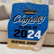 Personalized Cap over Congrats Sherpa Throw