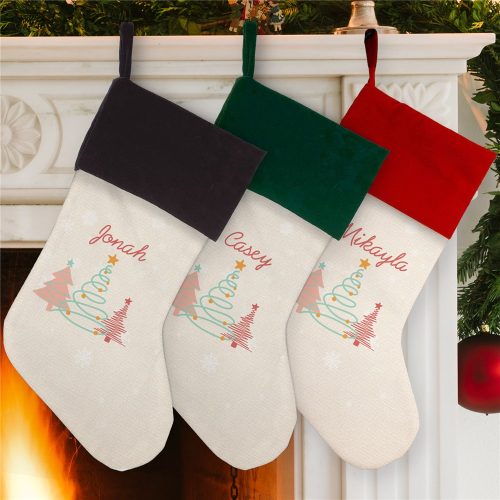 Personalized Pastel Christmas Trees Oh Christmas Tree Stocking