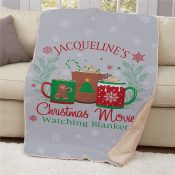 Personalized Assorted Christmas Mugs 37" x 57" Sherpa Blanket
