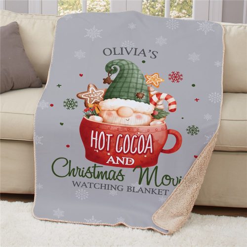 Personalized Cocoa Mug Gnome 37" x 57" Sherpa Blanket