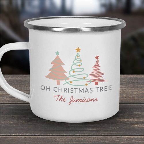 Personalized Pastel Christmas Trees Oh Christmas Tree 11 oz Camp Mug