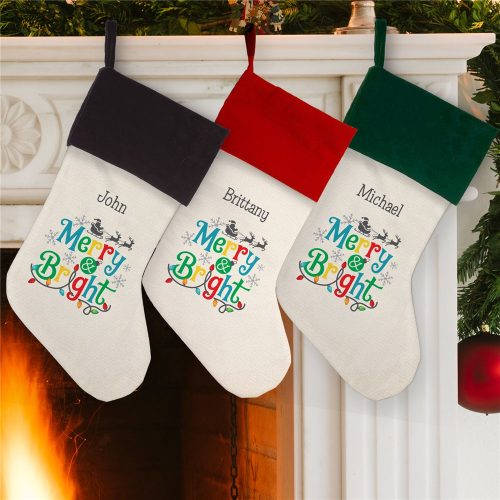 Personalized Merry & Bright with Lights Stocking
