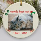 Personalized Ceramic Cat Photo Ornament