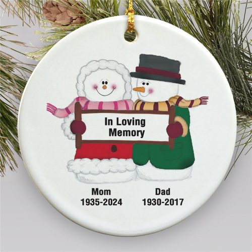 Snowman Couple Personalized Memorial Ornament