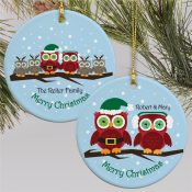 Personalized Ceramic Owl Family Christmas Ornament