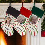 Christmas Stripes Photo Stocking