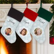 Christmas Snowflake Photo Stocking