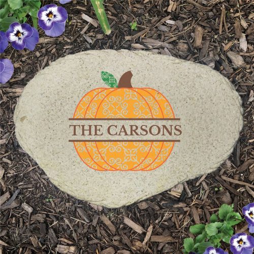 Personalized Pumpkin Family Flat Garden Stone