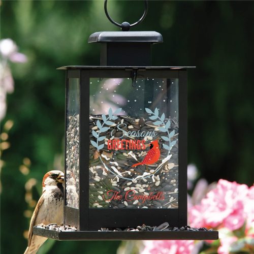 Personalized Seasons Cardinal Bird Feeder Greetings