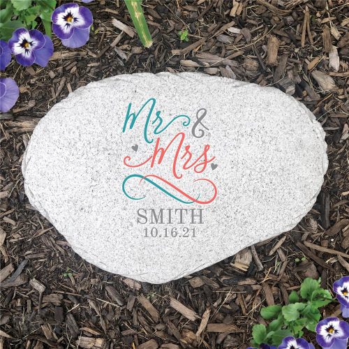 Personalized Mr. & Mrs. Flat Garden Stone
