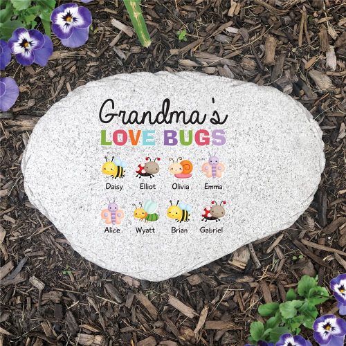 Personalized Love Bugs Flat Garden Stone