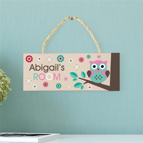 Personalized Owl Girl's Room Rope Hanging Sign