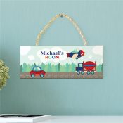 Personalized Boy's Room Car Rope Hanging Sign