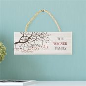 Personalized Family Tree With Hearts Rope Hanging Sign