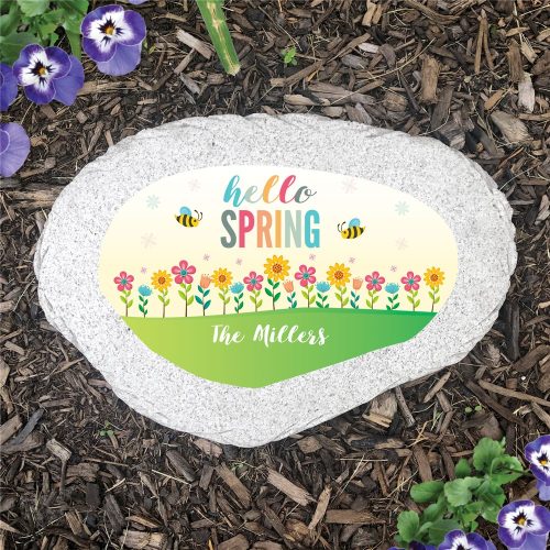 Personalized Hello Spring Flat Garden Stone