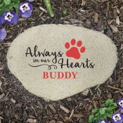 Personalized Always In Our Hearts Paw Flat Garden Stone