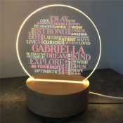 Personalized Girl Words Round LED Sign