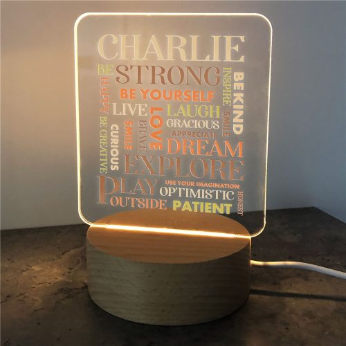 Personalized Boy Words Square Light Up Sign