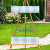 Personalized Gingham Baptism Acrylic Sign