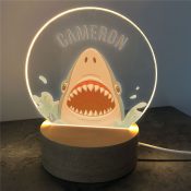 Personalized Shark Attack Round Light Up Sign