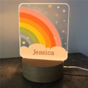 Personalized Rainbow with Stars Square Light Up Sign