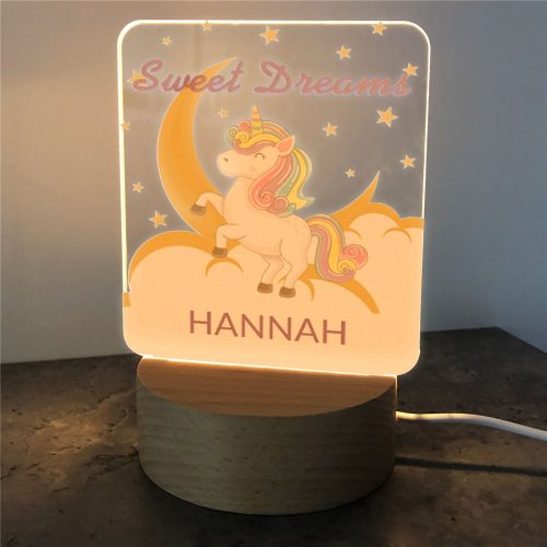 Personalized Sweet Dreams Unicorn Square Light Up Sign