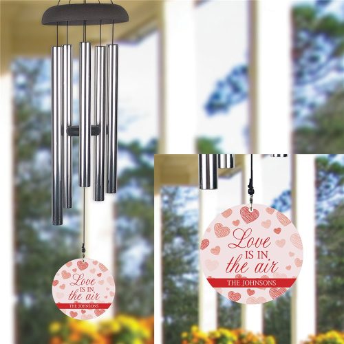 Personalized Love Is In The Air Heart Pattern Wind Chime