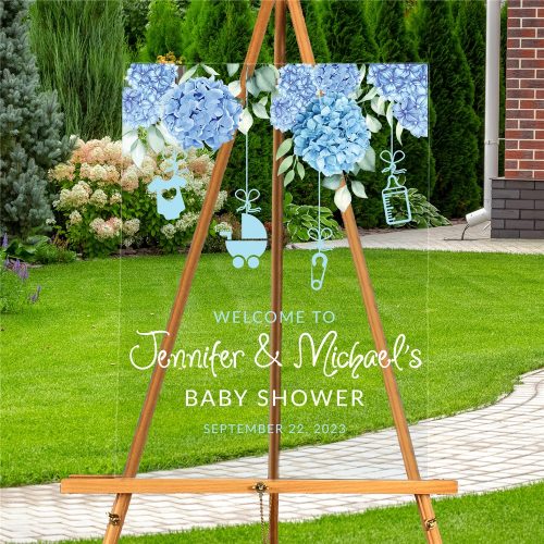 Personalized Hydrangeas with Baby Icons Acrylic Sign