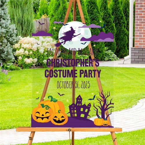 Personalized Haunted House Scene Acrylic Sign