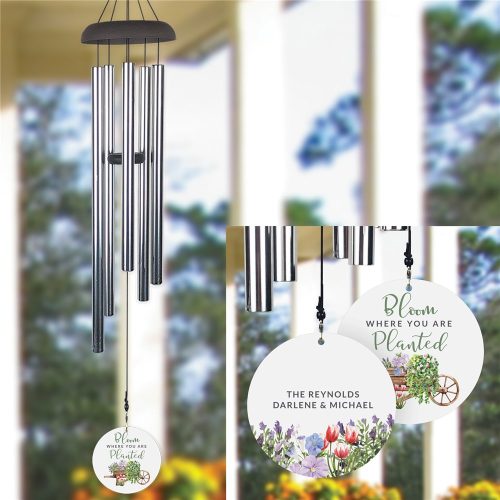Personalized Bloom Where You are Planted Flower Cart Wind Chime