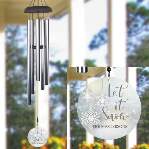 Personalized Silver Let it Snow Wind Chime