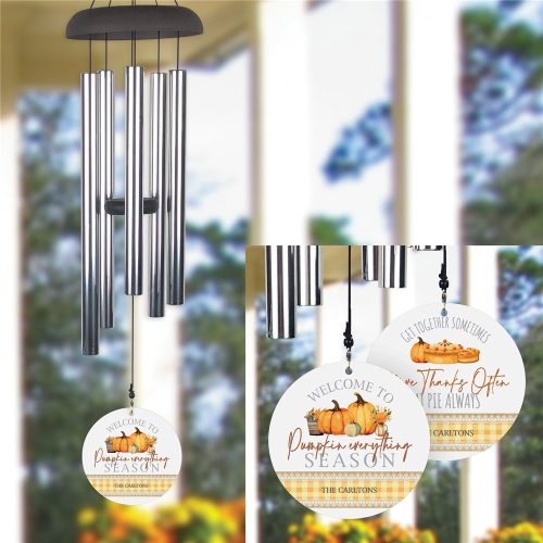 Personalized 2 Sided Pumpkin Everything and Give Thanks Wind Chime