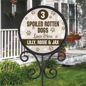 Personalized Spoiled Rotten Dogs Live Here Round Magnetic Sign