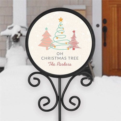 Personalized Pastel Christmas Trees Oh Christmas Tree Round Magnetic Yard stake