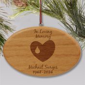 Engraved In Loving Memory Memorial Ornament | Wooden Oval