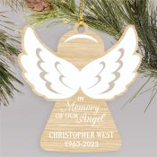 Personalized In Memory of Our Angel Wood Ornament