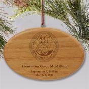 Engraved U.S. Navy Memorial Ornament | Wooden Oval