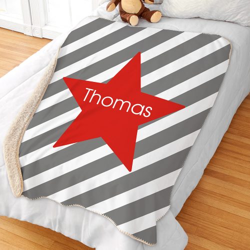 Personalized Stripes and Stars Sherpa Blanket